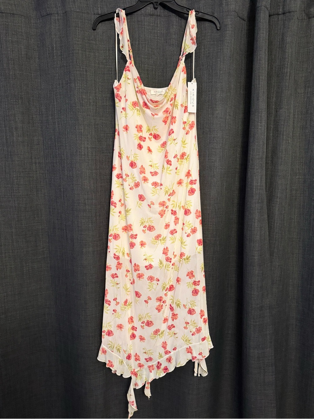 Tie-Shoulder Floral Maxi Dress in Cream and Pink